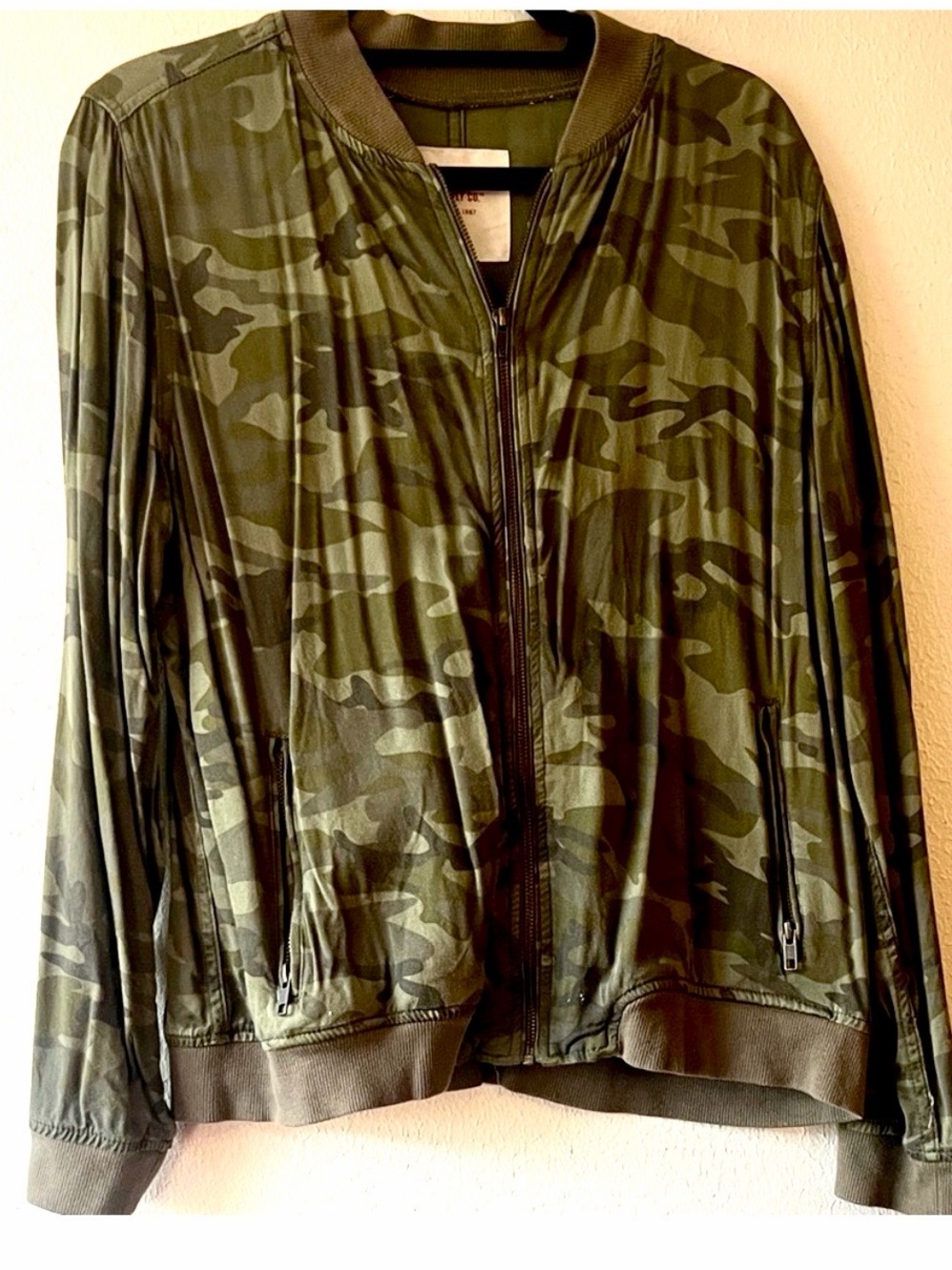 Mossimo Supply Co. Y2K Green Camouflage Zip Font Bomber Jacket XL